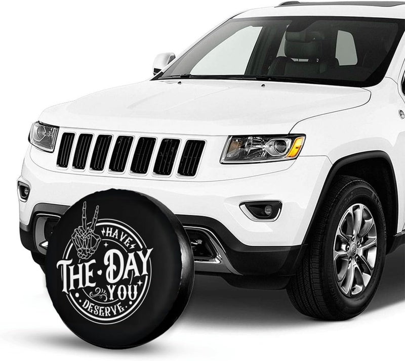 FalePrint Spare Tire Covers for Trailers,Have The Day You Deserve Wheel Protectors Waterproof Sun Protection Universal Fit for Trailers Rv SUV Truck Camper Travel Trailer Accessories,15 inch - Image 4